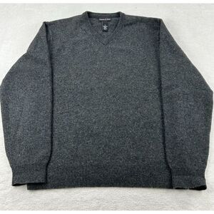 GRAYSON & DUNN 100% Lambs‎ Wool Sweater Men M Gray V Neck Grandpa Core Comfy